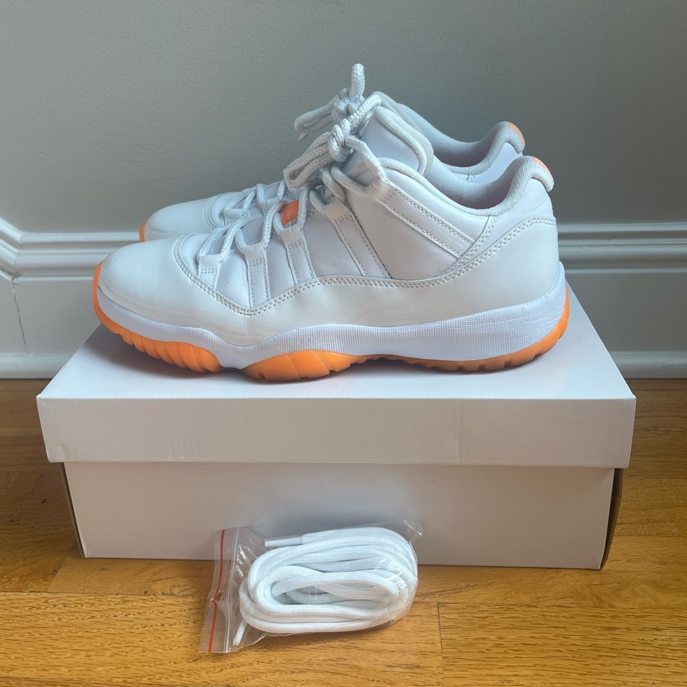 Nike Jordan 11 Retro Low White/Bright Citrus/Orange Women’s 9.5 Men’s 8 w/Box
